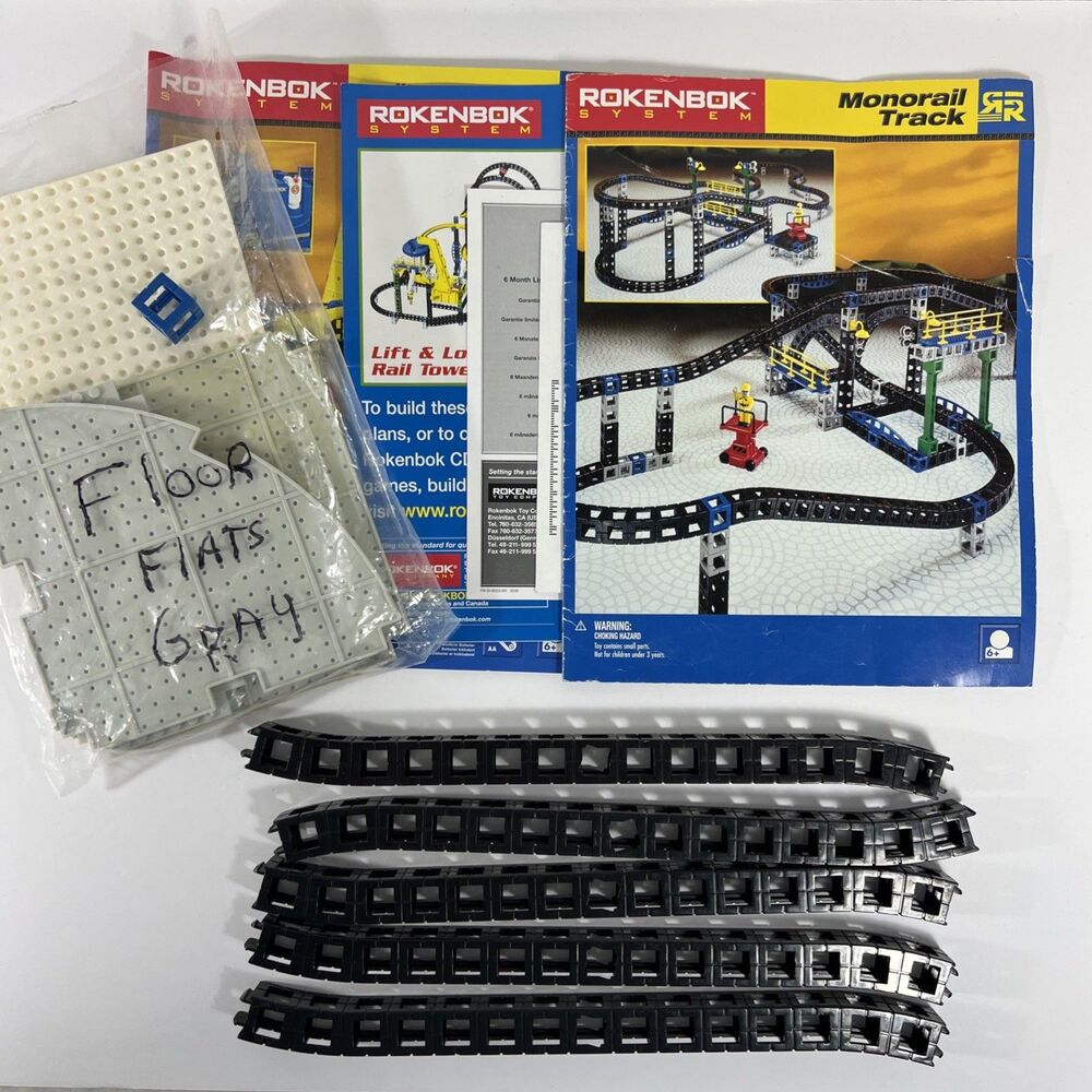 Rokenbok Monorail Lot Track Curved + Floor Flats Construction Set Building Set